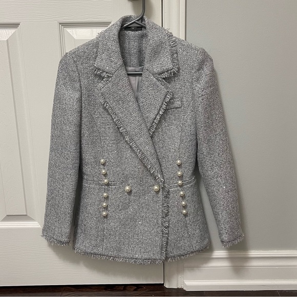 Pearl and sparkly tweed blazer - Picture 2 of 7
